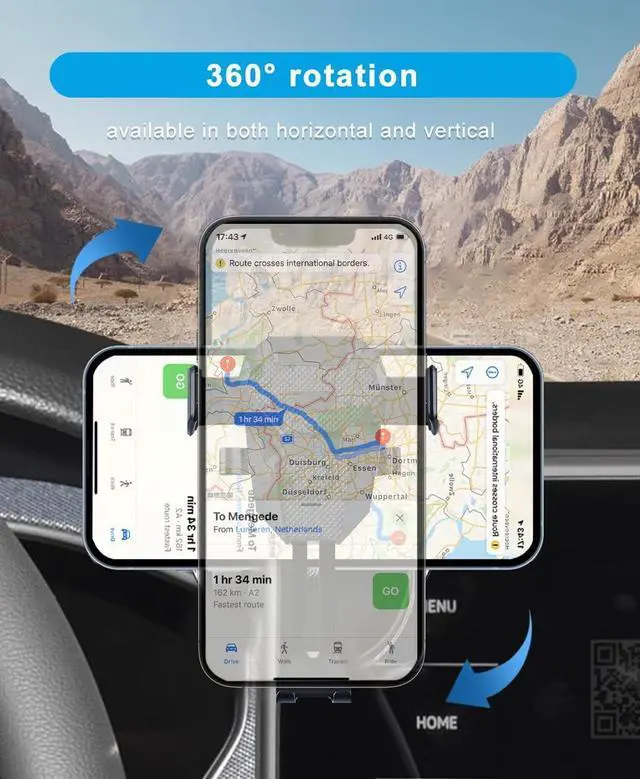 Alt view image 5 of 6 - KEPHTH Car Phone Holder for 2024 2025 VW/Volkswagen Atlas/Altas Cross Sport Accessories Dash Mount Cell Phone Holder for Most Smartphones Hands-Free 360 Degree Rotation