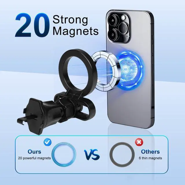 Alt view image 3 of 6 - LQCHETOU for Magsafe Car Mount, Phone Holders for Your Car, [Strongest Magnets] Magnetic Car Phone Holder Vent, Car Accessories for iPhone 16 15 Pro Plus Max 14 13 12 Mini MagSafe Case Phones