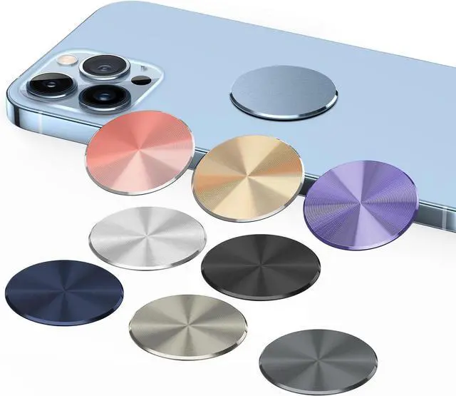 Main image of Metal Ring Plate for Phone Mount Car Holder Metal Stickers Plate Phone Magnet (Compatible with Magnetic Mounts) 1.26" Frosted Round, Blue 2 Pack