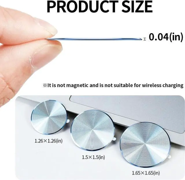 Alt view image 4 of 4 - KISMER Metal Plate Sticker 2 Pack for Magnetic Phone Car Mount Holder Cradle Adhesive (Compatible with Magnetic Mounts) - CD Pattern 1.26 inch Round Universal, Black