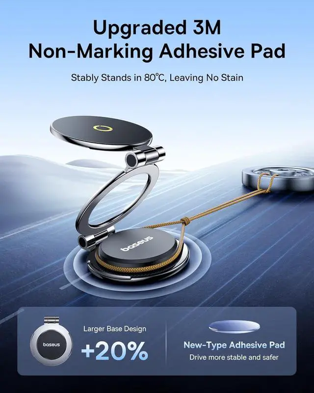 Alt view image 3 of 7 - Baseus MagPro II Fits Magsafe Car Mount, All-Metal Magnetic Phone Holder for Car Dashboard, 20 x N56 Strong Magnets & 360° Rotation Flexible Tri-Foldable Car Mount, for iPhone 16 15 14 13 & All Phones