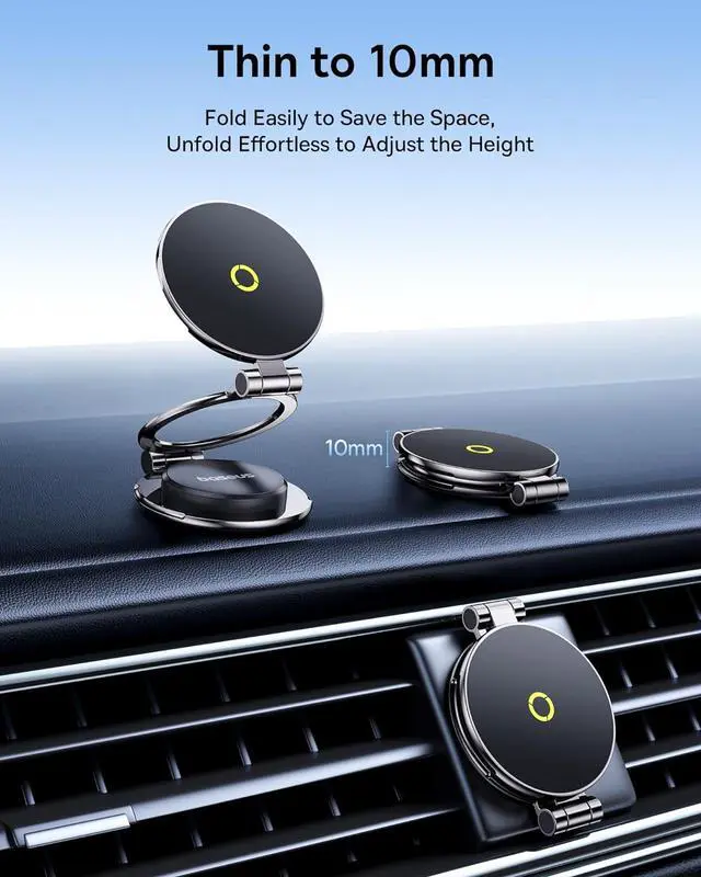 Alt view image 6 of 7 - Baseus MagPro II Fits Magsafe Car Mount, All-Metal Magnetic Phone Holder for Car Dashboard, 20 x N56 Strong Magnets & 360° Rotation Flexible Tri-Foldable Car Mount, for iPhone 16 15 14 13 & All Phones