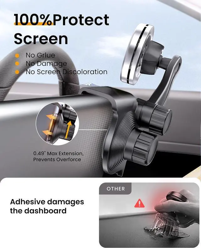 Alt view image 2 of 7 - AMADAW 2025 Upgrade Tesla Phone Mount [N52 Strongest Magnet] [Non-Adhesive Version] Hands-Free No-Drop for Magsafe, Fits for Tesla Model Y/3/X/S/Cybertruck, Compatible with iPhone 16/15/14 All Phones