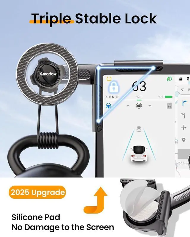 Alt view image 4 of 7 - AMADAW 2025 Upgrade Tesla Phone Mount [N52 Strongest Magnet] [Non-Adhesive Version] Hands-Free No-Drop for Magsafe, Fits for Tesla Model Y/3/X/S/Cybertruck, Compatible with iPhone 16/15/14 All Phones