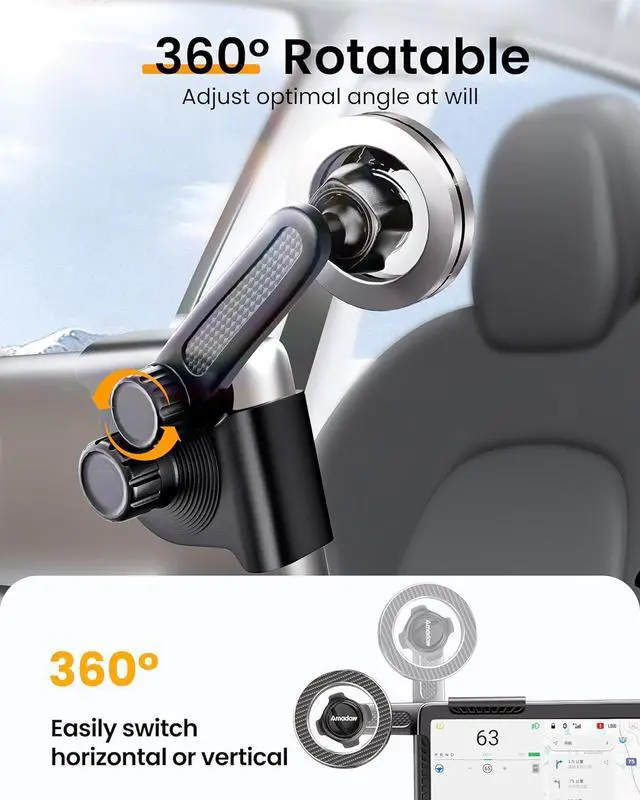 Alt view image 7 of 7 - AMADAW 2025 Upgrade Tesla Phone Mount [N52 Strongest Magnet] [Non-Adhesive Version] Hands-Free No-Drop for Magsafe, Fits for Tesla Model Y/3/X/S/Cybertruck, Compatible with iPhone 16/15/14 All Phones