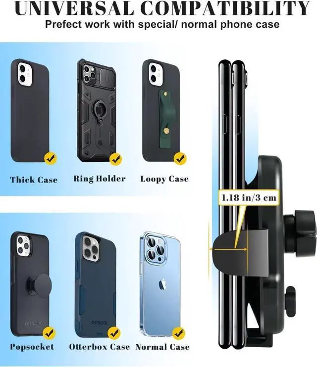 Alt view image 2 of 7 - BANBOTU Car Phone Holder Mount - Socket Grips Pop Cradles Friendly, Hands-Free 360° Rotatable & Anti-Shake Air Vent Mount, Universal Car Phone Holder Compatible with Thick Case & All Mobiles