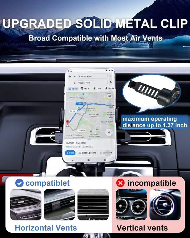 Alt view image 5 of 7 - BANBOTU Car Phone Holder Mount - Socket Grips Pop Cradles Friendly, Hands-Free 360° Rotatable & Anti-Shake Air Vent Mount, Universal Car Phone Holder Compatible with Thick Case & All Mobiles