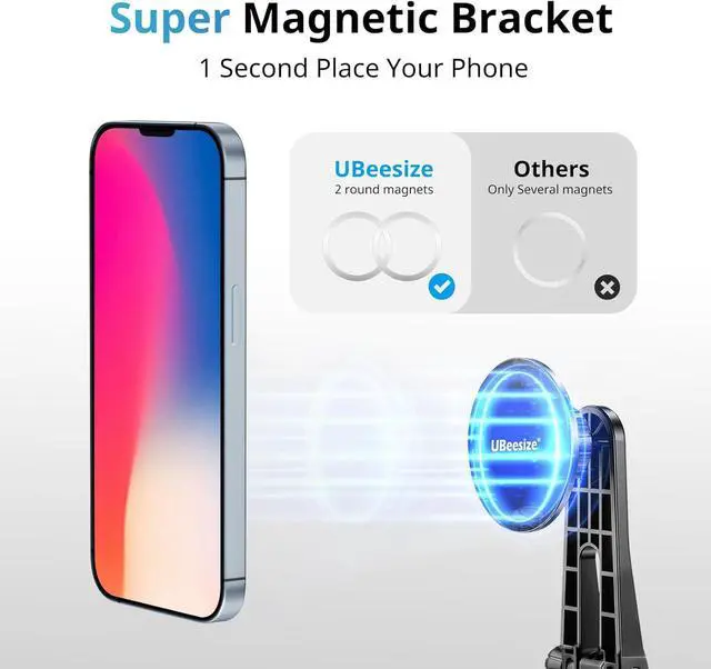 Alt view image 3 of 7 - UBeesize Magnetic Tripod Mount Adapter with Remote, Adjustable Universal iPhone Tripod Mount for Ring Light&Tripod, Phone Tripod Holder for Magsafe iPhone 15-12 Serives, MagSafe Case & Most Phone