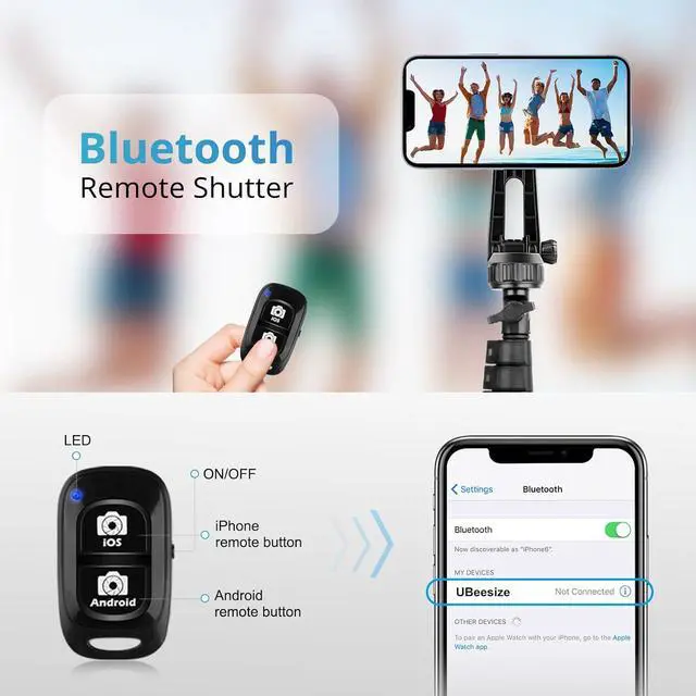 Alt view image 5 of 7 - UBeesize Magnetic Tripod Mount Adapter with Remote, Adjustable Universal iPhone Tripod Mount for Ring Light&Tripod, Phone Tripod Holder for Magsafe iPhone 15-12 Serives, MagSafe Case & Most Phone