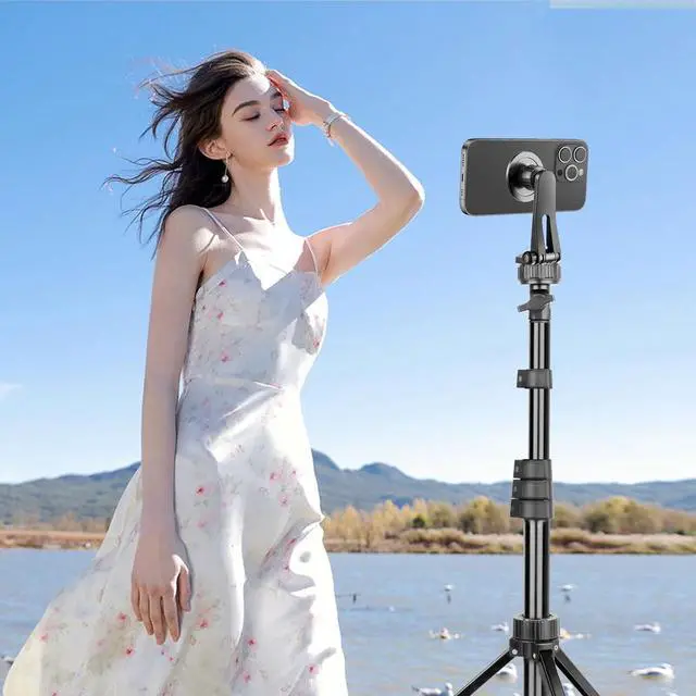 Alt view image 6 of 7 - UBeesize Magnetic Tripod Mount Adapter with Remote, Adjustable Universal iPhone Tripod Mount for Ring Light&Tripod, Phone Tripod Holder for Magsafe iPhone 15-12 Serives, MagSafe Case & Most Phone