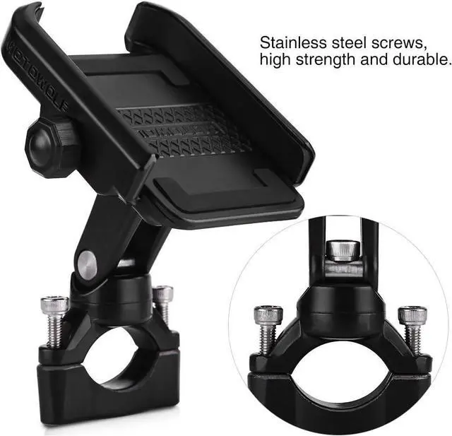 Alt view image 5 of 7 - Motorcycle Phone Holder, Adjustable Bicycle Universal Phone Mount Holder with Spanner for 4-6inch Mobile Phone Black Electronic Accessories