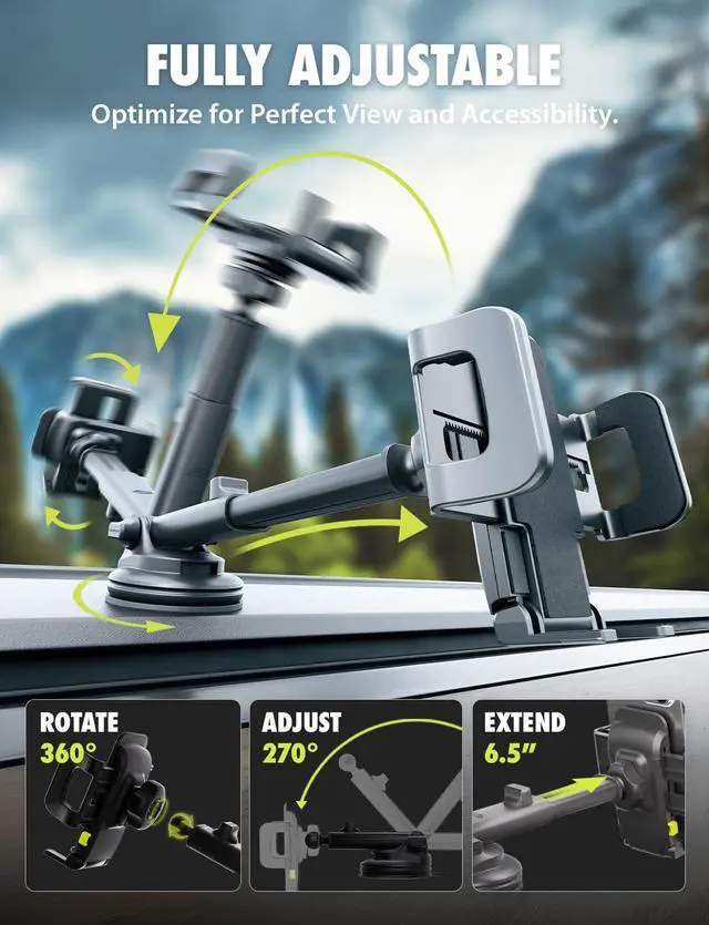 Alt view image 4 of 7 - Bracketron TripGrip Extend Cell Phone Mount Phone Holder for Car Dashboard Windshield Expandable