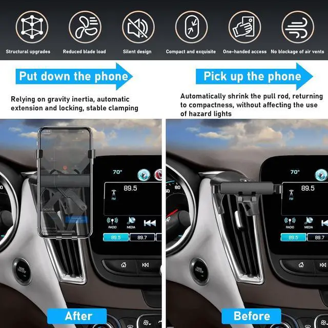 Alt view image 5 of 7 - APESER Compatible with Chevy Malibu Phone Holder Mount 2017-2022 for Car Air Vent,Malibu Cell Phone Mount Anti-Shake,9th Gen Malibu Phone Holder Mount-360 Degree Rotation Malibu Vent Phone Stand,Black