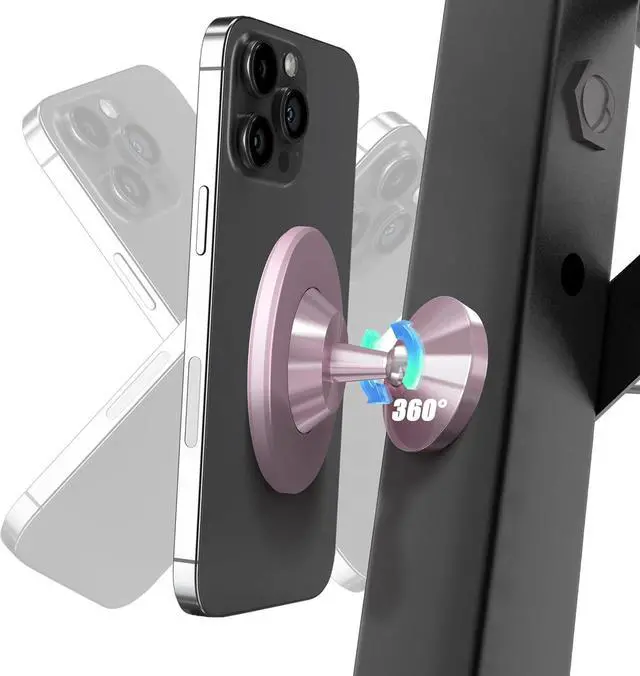 Main image of Orzero Upgraded Gym Magnetic Phone Mount Holder, Dual Magnet with Strong Magnetic, Easily and Firmly Attaches to Metal Surface for Any Phones for Videos and Selfies (Rose Gold)