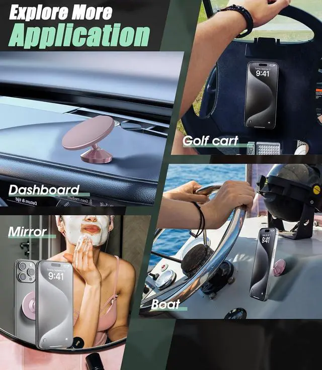 Alt view image 4 of 6 - Orzero Upgraded Gym Magnetic Phone Mount Holder, Dual Magnet with Strong Magnetic, Easily and Firmly Attaches to Metal Surface for Any Phones for Videos and Selfies (Rose Gold)