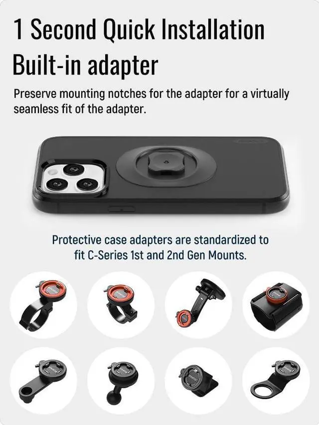 Alt view image 2 of 7 - sincetop Shockproof Case with Quick Mount Adapter for iPhone 14 (6.1') - Quick Attach Your Cellphone to Any Bike Mount/Car Phone Holder/Armband/Belt Clip