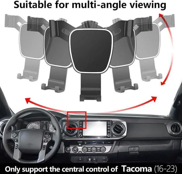 Alt view image 5 of 6 - LUNQIN Car Phone Holder for Toyota Tacoma 2016 2017 2018 2019 2020 2021 2022 2023 Auto Accessories Navigation Bracket Interior Decoration Mobile Cell Phone Mount