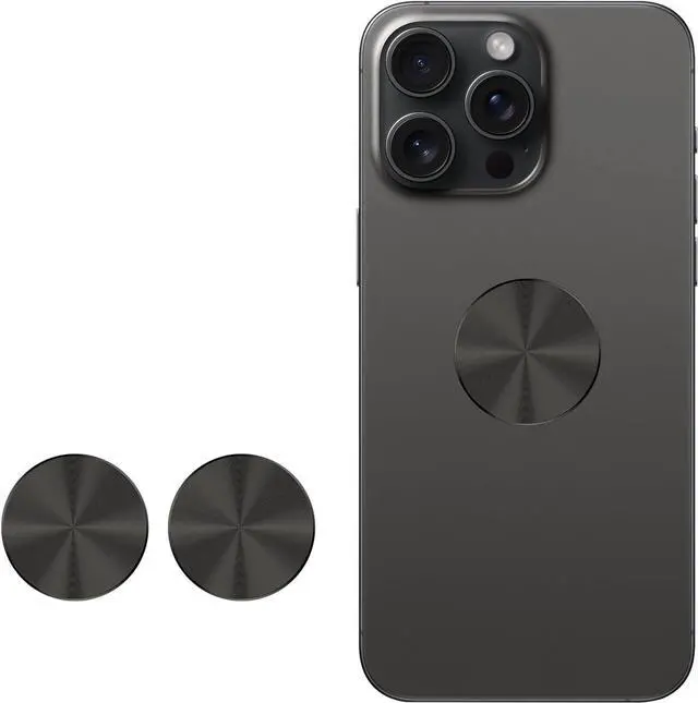 Alt view image 2 of 4 - KISMER Metal Plate Sticker 2 Pack for Magnetic Phone Car Mount Holder Cradle Adhesive (Compatible with Magnetic Mounts) - CD Pattern 1.26 inch Round Universal, Black