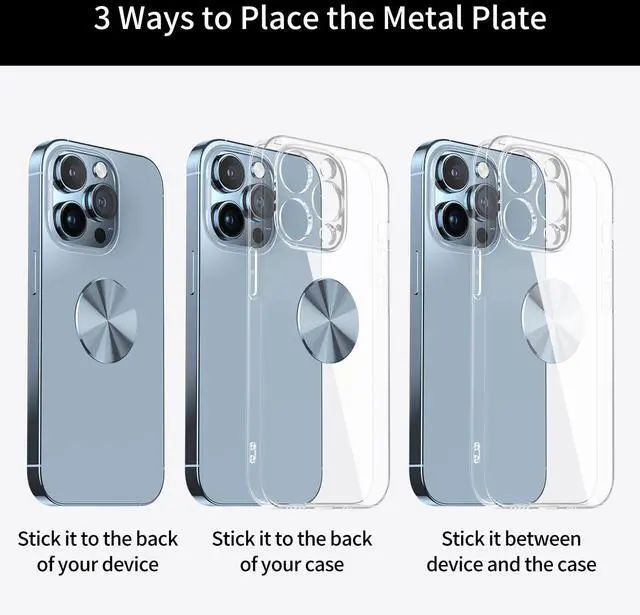 Alt view image 3 of 4 - KISMER Metal Plate Sticker 2 Pack for Magnetic Phone Car Mount Holder Cradle Adhesive (Compatible with Magnetic Mounts) - CD Pattern 1.26 inch Round Universal, Black