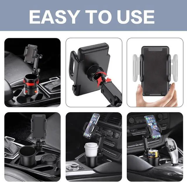 Alt view image 5 of 7 - Reswish Car Cup Holder Phone Mount, Universal Auto Cell Phone Stand with Drink Expand Cup Holder,2 in 1 Multifunctional Car Cup Holder Expander with 360° Rotation Phone Mount
