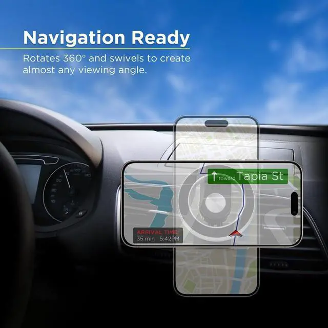 Alt view image 4 of 6 - PureGear Magnetic Car Mount, MagSafe Compatible, Air Vent/Dashboard Mounting Phone Holder for iPhone 15/14/13/12, Hands-Free, 360° Rotation (Black)