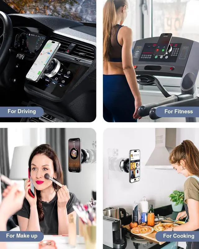 Alt view image 4 of 7 - Upgraded Magnetic Car Phone Holder Mount, 360° Adjustable Electric Vacuum Strong Suction Phone Holder for Car/Gym/Mirror/ Smooth Surface,Compatible with Magsafe iPhone16/15/14/13/12 & Android Series