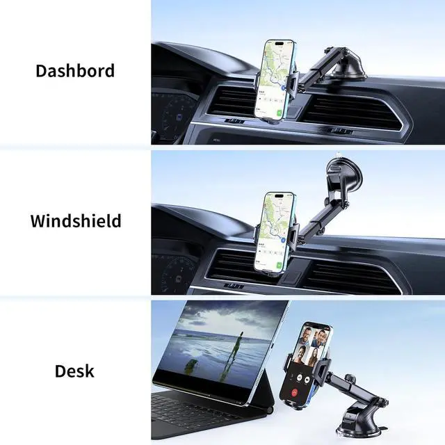 Alt view image 2 of 6 - Phone Holders for Your Car Upgraded Car Phone Holder Mount Hands Free Universal Automobile Cradle for Dashboard Windshield Compatible with iPhone  Google and All Phones