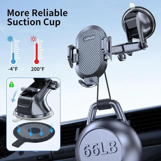 Alt view image 4 of 6 - Phone Holders for Your Car Upgraded Car Phone Holder Mount Hands Free Universal Automobile Cradle for Dashboard Windshield Compatible with iPhone  Google and All Phones