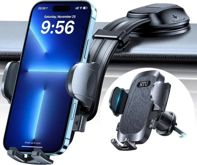 Main image of Upgraded Strongest Suction Car Phone Holder Bendable Arm Never Block View Rotatable Cellphone Mount for Dashboard Windshield Vent Cradle Stand for iPhone 16 15 14 13 12 Pro Max (Black)