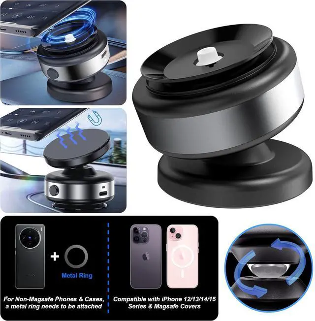 Alt view image 4 of 7 - Fostex 360 Rotatable Car Magnetic Phone Holder, Universal Compatible, Strong Magnetic Safety, Super Viscosity, 360 Rotation, Portable, Multipurpose Phone Mount for Smartphones