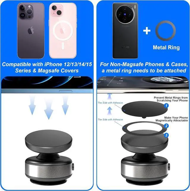Alt view image 5 of 7 - Fostex 360 Rotatable Car Magnetic Phone Holder, Universal Compatible, Strong Magnetic Safety, Super Viscosity, 360 Rotation, Portable, Multipurpose Phone Mount for Smartphones