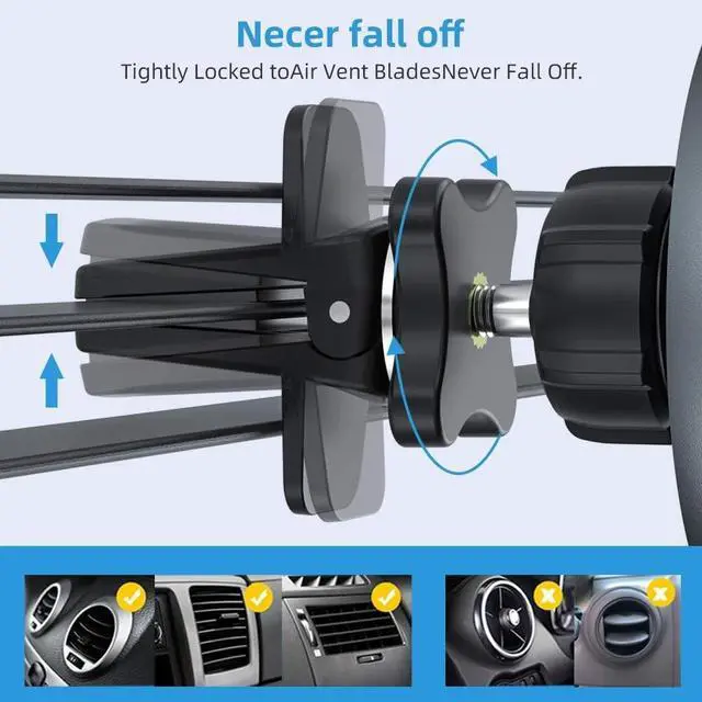 Alt view image 5 of 7 - Magnetic Wireless Car Charger, Auto Alignment for Magsafe Car Mount Charger iPhone 12/13 Mini, Pro, Pro Max, Car Air Vent and Car Dashboard Phone Holder with 36W QC 3.0 Fast Car Charger (Black)