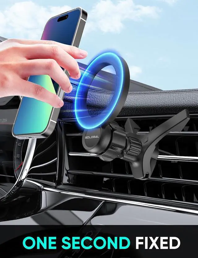 Alt view image 2 of 7 - sdlogal for MagSafe Car Mount - [Super Magnets] Magnetic Car Phone Mount, Air Vent Phone Holder Car, Magnetic Car Mount for iPhone 16 15 14 13 12 Pro Max Plus, Black