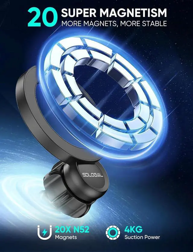 Alt view image 3 of 7 - sdlogal for MagSafe Car Mount - [Super Magnets] Magnetic Car Phone Mount, Air Vent Phone Holder Car, Magnetic Car Mount for iPhone 16 15 14 13 12 Pro Max Plus, Black