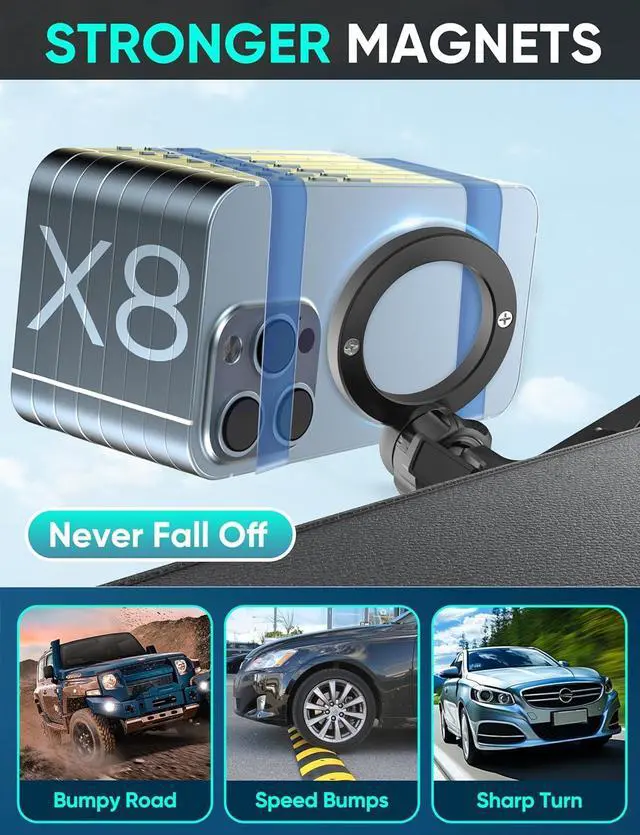 Alt view image 4 of 7 - sdlogal for MagSafe Car Mount - [Super Magnets] Magnetic Car Phone Mount, Air Vent Phone Holder Car, Magnetic Car Mount for iPhone 16 15 14 13 12 Pro Max Plus, Black