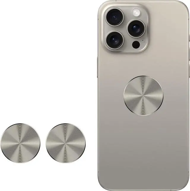 Alt view image 2 of 5 - KISMER Magnetic Plate for Phone Mount 2 Pack Car Holder Metal Stickers Plate Adhesive (Compatible with Magnetic Mounts) Cd Pattern 32mm Round Universal, Ti-Gold