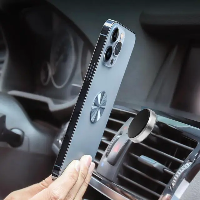 Alt view image 3 of 5 - KISMER Magnetic Plate for Phone Mount 2 Pack Car Holder Metal Stickers Plate Adhesive (Compatible with Magnetic Mounts) Cd Pattern 32mm Round Universal, Ti-Gold