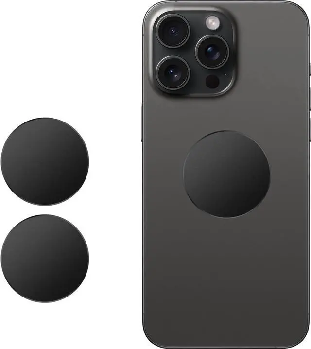 Alt view image 2 of 4 - Metal Ring Plate for Phone Mount Car Holder Metal Stickers Plate Phone Magnet (Compatible with Magnetic Mounts) 1.50" Frosted Round, Black 2 Pack