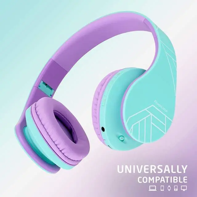 Alt view image 7 of 7 - PowerLocus Kids Headphones Over-Ear, Bluetooth Wireless Headphones for Kids,with Microphone, Safe 85DB Volume Limited, Foldable with Carry Case, Audio Cable, Micro SD mode for Online Classes,PC,Phones