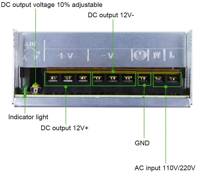 Alt view image 4 of 7 - AC 110V/220V to DC 12V 30A 360W Universal Regulated Switching Power Supply Transformer Adapter LED Driver for LED Strip CCTV Camera System Radio