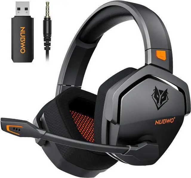 Main image of NUBWO Wireless Gaming Headset with Mic for Ps5 Ps4 PC, Zero Interference, 100-Hour Battery All-Day Play, 23ms Sync for Fortnite & Call of Duty/FPS Gamers, Triple Mode All Devices Compatible - Orange