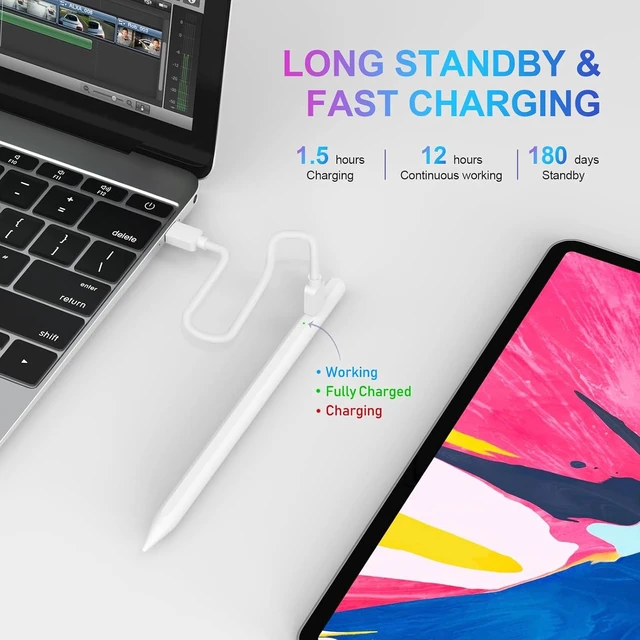 Alt view image 6 of 7 - Stylus Pen for iPad Pro Air Mini 2018-2026 Palm Rejection Fast Charge