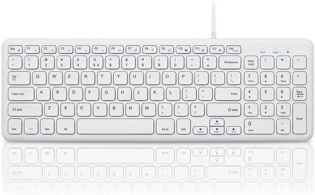 Main image of Perixx PERIBOARD-213W Wired Quiet USB Scissor Keyboard - 14.45x4.76x0.70 Inches - Compact Design with Number Pad - White - US English (PERIBOARD-213US)