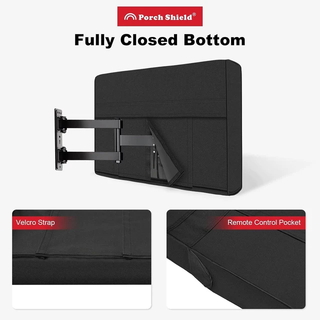 Alt view image 4 of 7 - Porch Shield Outdoor TV Cover for LCD LED Plasma, 26-32 inches, Black