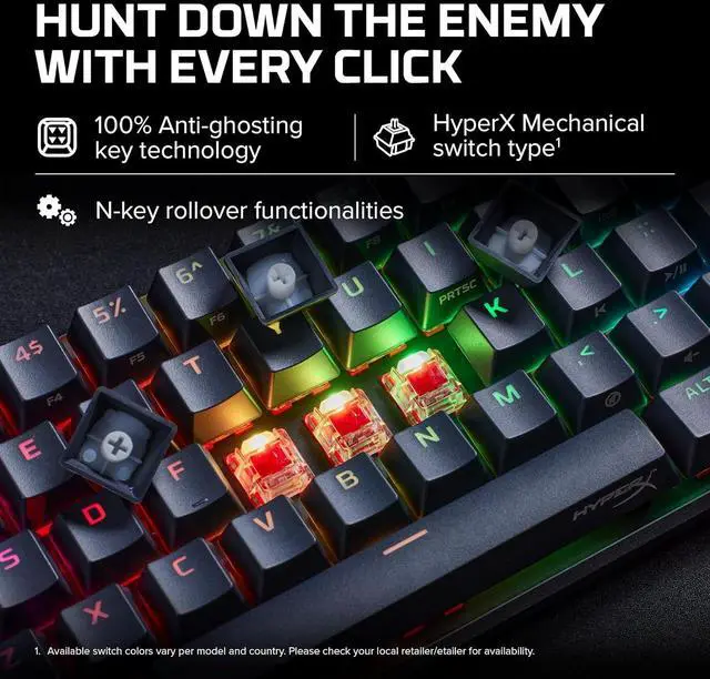 Alt view image 3 of 7 - HyperX Alloy Origins 65 - Mechanical Gaming Keyboard Compact 65% Form Factor - Linear Red Switch - Double Shot PBT Keycaps - RGB LED Backlit - NGENUITY Software Compatible,Black
