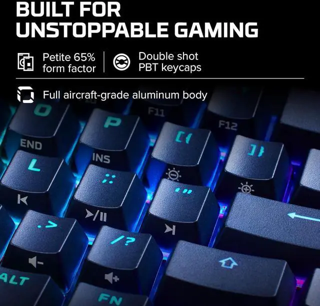 Alt view image 5 of 7 - HyperX Alloy Origins 65 - Mechanical Gaming Keyboard Compact 65% Form Factor - Linear Red Switch - Double Shot PBT Keycaps - RGB LED Backlit - NGENUITY Software Compatible,Black