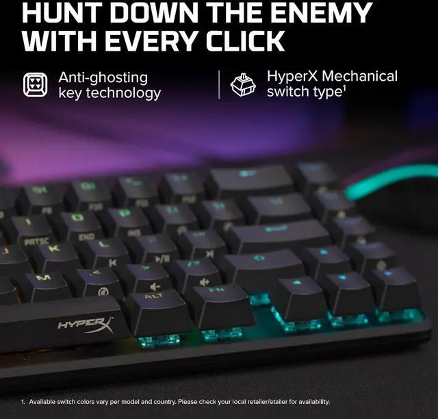 Alt view image 3 of 7 - HyperX Alloy Origins 65 - Mechanical Gaming Keyboard Compact 65% Form Factor - Tactile Aqua Switch - Double Shot PBT Keycaps - RGB LED Backlit - NGENUITY Software Compatible