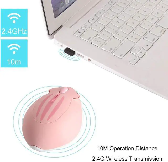 Alt view image 5 of 7 - CHUYI Cute Animal Hamster Shape Wireless Silent Mouse Cartoon Mini Portable Travel Mute 1200DPI Novelty Optical Unique Small Cordless Quiet Mice for Computer Laptop PC for Kids Gift (1 Pack-Pink)