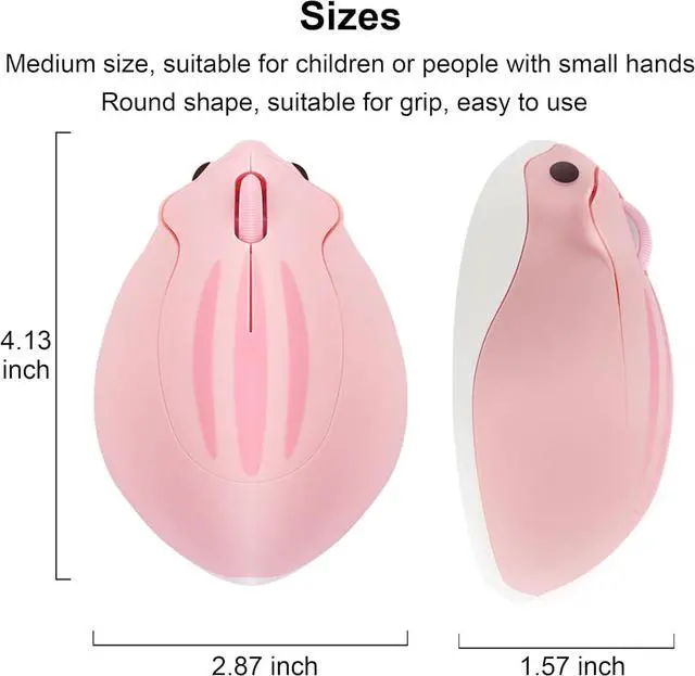 Alt view image 6 of 7 - CHUYI Cute Animal Hamster Shape Wireless Silent Mouse Cartoon Mini Portable Travel Mute 1200DPI Novelty Optical Unique Small Cordless Quiet Mice for Computer Laptop PC for Kids Gift (1 Pack-Pink)