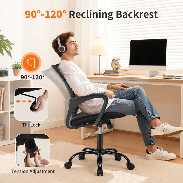 Alt view image 5 of 7 - BestOffice | Ergonomic Office Chair | Black | Pack of 1 | Mesh Desk Chair